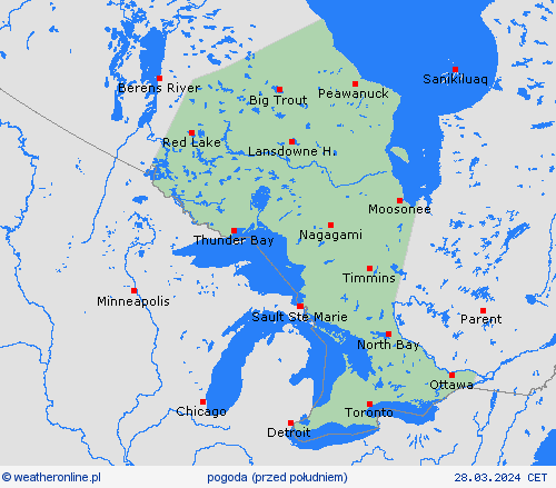 przegląd Ontario Ameryka Północna mapy prognostyczne