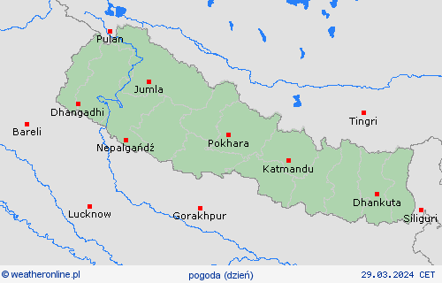przegląd Nepal Azja mapy prognostyczne