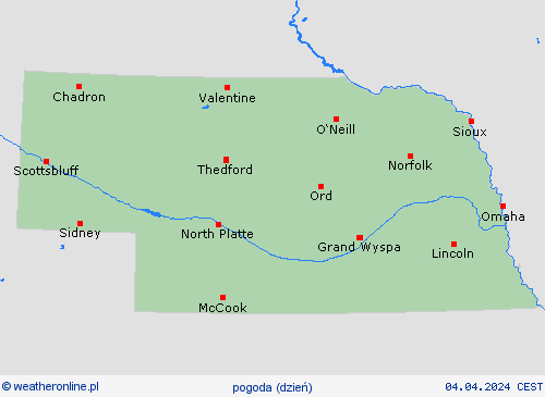 przegląd Nebraska Ameryka Północna mapy prognostyczne