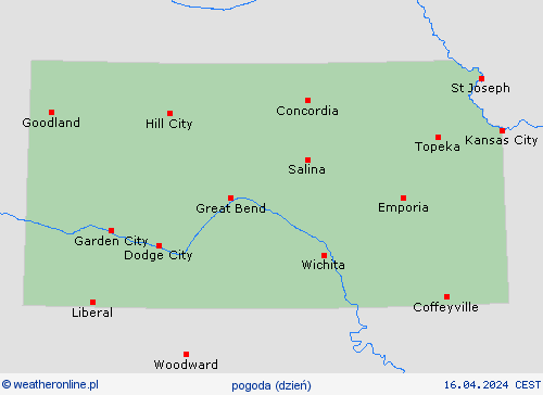 przegląd Kansas Ameryka Północna mapy prognostyczne