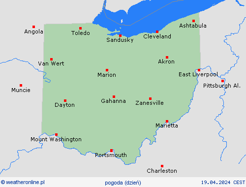 przegląd Ohio Ameryka Północna mapy prognostyczne