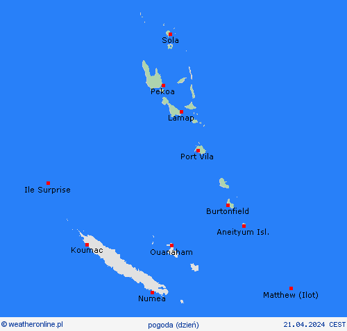 przegląd Vanuatu Oceania mapy prognostyczne
