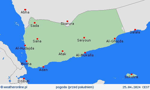 przegląd Jemen Azja mapy prognostyczne