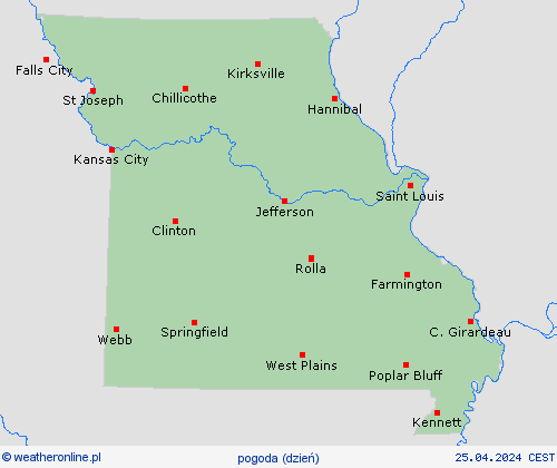 przegląd Missouri Ameryka Północna mapy prognostyczne