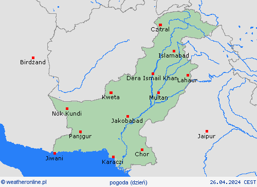 przegląd Pakistan Azja mapy prognostyczne