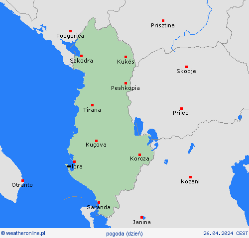 przegląd Albania Europa mapy prognostyczne