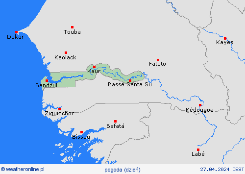 przegląd Gambia Afryka mapy prognostyczne