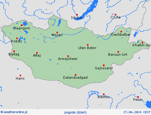 przegląd Mongolia Azja mapy prognostyczne