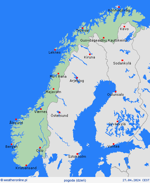 przegląd Norwegia Europa mapy prognostyczne