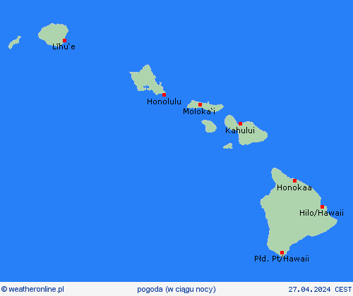 przegląd Hawaje Ameryka Północna mapy prognostyczne