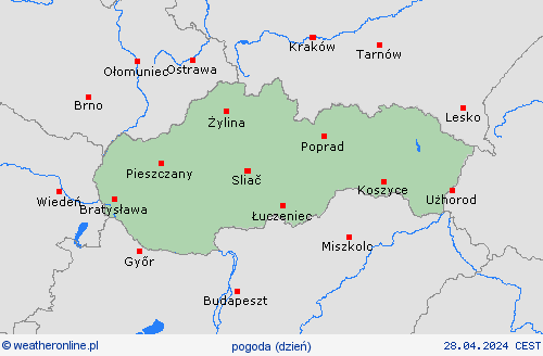 przegląd Słowacja Europa mapy prognostyczne