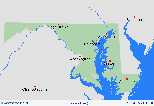 przegląd Maryland Ameryka Północna mapy prognostyczne