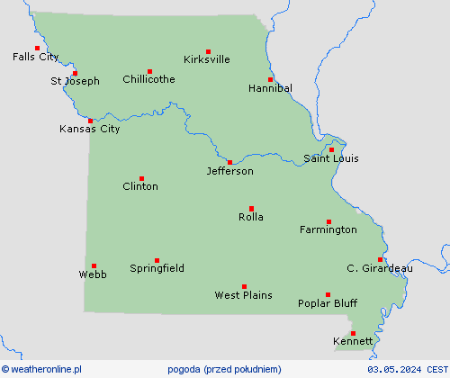 przegląd Missouri Ameryka Północna mapy prognostyczne