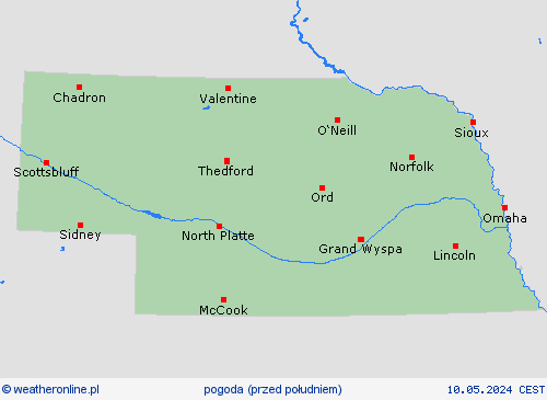 przegląd Nebraska Ameryka Północna mapy prognostyczne