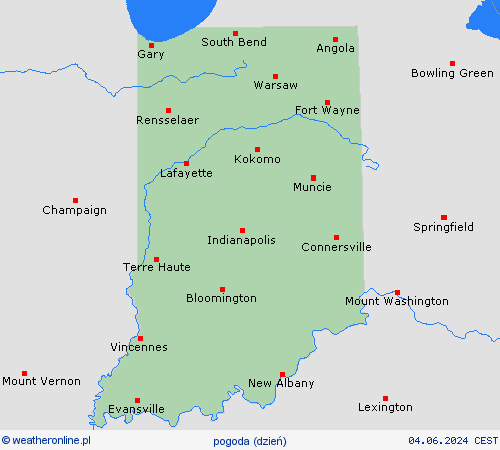 przegląd Indiana Ameryka Północna mapy prognostyczne