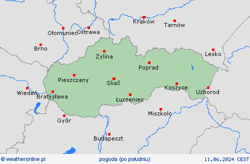 przegląd Słowacja Europa mapy prognostyczne