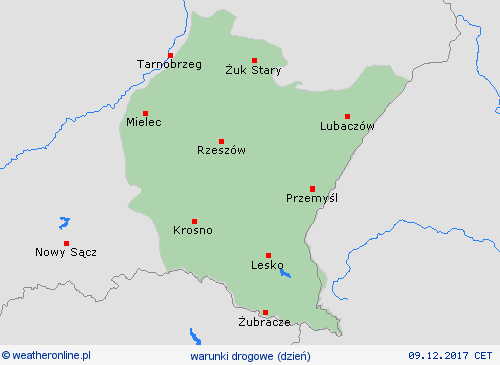warunki drogowe  Polska mapy prognostyczne