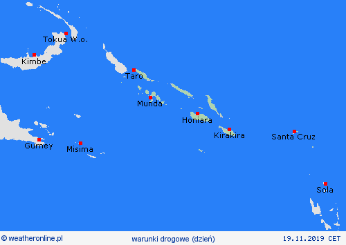 warunki drogowe Wyspy Salomona Oceania mapy prognostyczne