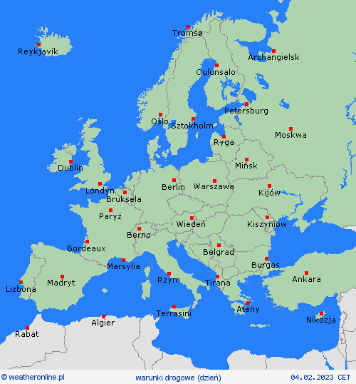 warunki drogowe  Europa mapy prognostyczne