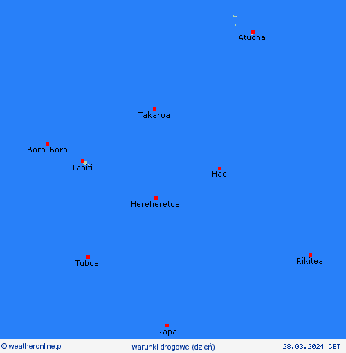 warunki drogowe Polinezja Francuska Oceania mapy prognostyczne