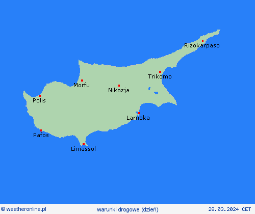 warunki drogowe Cypr Europa mapy prognostyczne