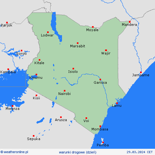 warunki drogowe Kenia Afryka mapy prognostyczne