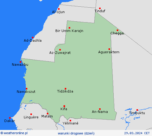 warunki drogowe Mauretania Afryka mapy prognostyczne