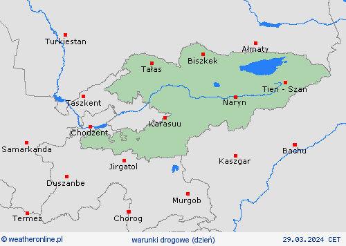 warunki drogowe Kirgistan Azja mapy prognostyczne