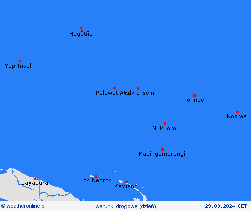 warunki drogowe Mikronezja Oceania mapy prognostyczne