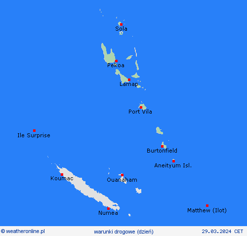 warunki drogowe Vanuatu Oceania mapy prognostyczne