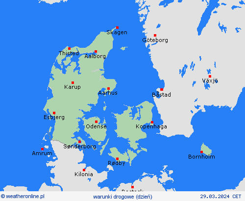 warunki drogowe Dania Europa mapy prognostyczne