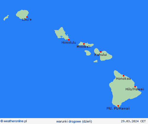 warunki drogowe Hawaje Ameryka Północna mapy prognostyczne