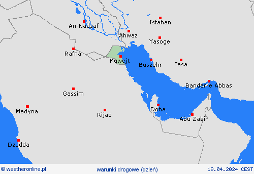 warunki drogowe Kuwejt Azja mapy prognostyczne