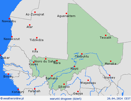 warunki drogowe Mali Afryka mapy prognostyczne