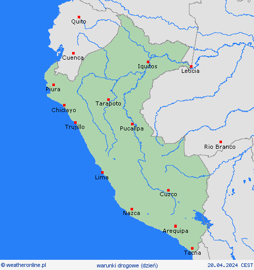 warunki drogowe Peru Ameryka Południowa mapy prognostyczne