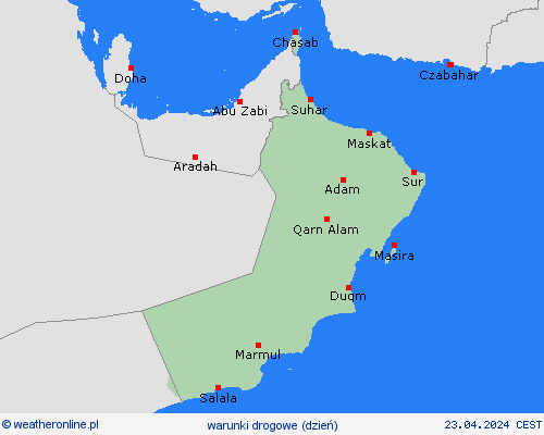 warunki drogowe Oman Azja mapy prognostyczne