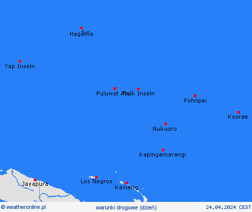warunki drogowe Mikronezja Oceania mapy prognostyczne