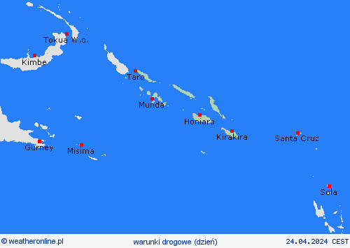 warunki drogowe Wyspy Salomona Oceania mapy prognostyczne