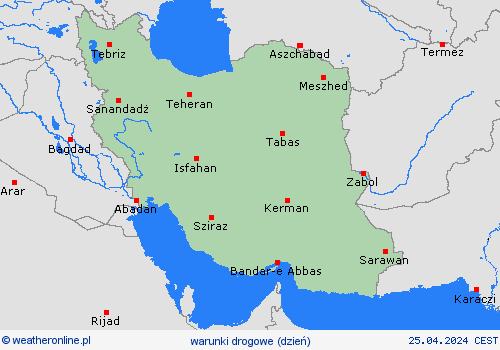 warunki drogowe Iran Azja mapy prognostyczne