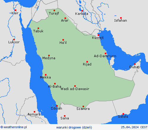 warunki drogowe Arabia Saudyjska Azja mapy prognostyczne