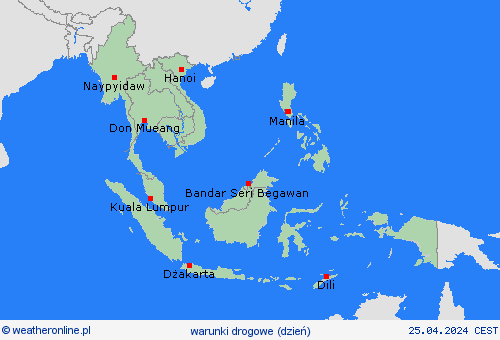 warunki drogowe  Azja mapy prognostyczne