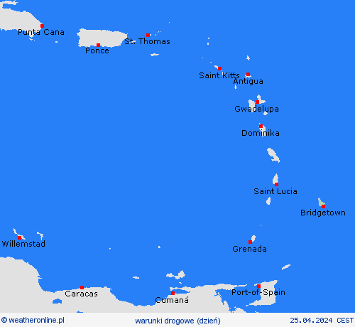 warunki drogowe Barbados Ameryka Południowa mapy prognostyczne
