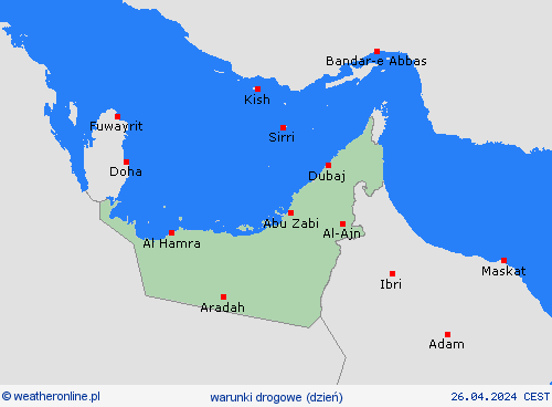 warunki drogowe Zjednoczone Emiraty Arabskie Azja mapy prognostyczne