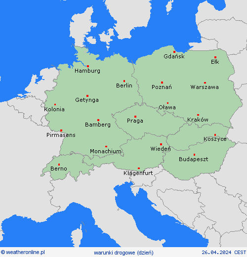 warunki drogowe  Europa mapy prognostyczne