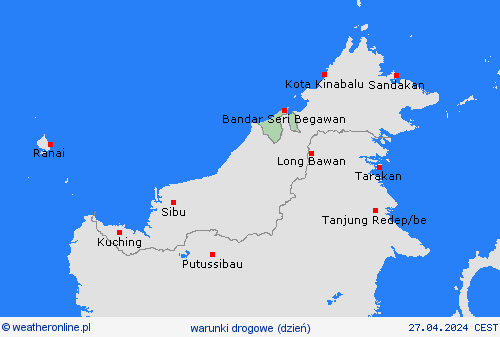 warunki drogowe Brunei Azja mapy prognostyczne