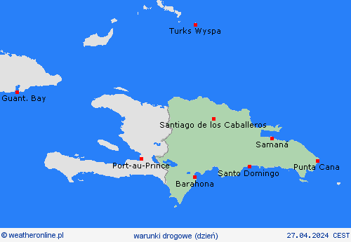 warunki drogowe Dominikana Ameryka Środkowa mapy prognostyczne