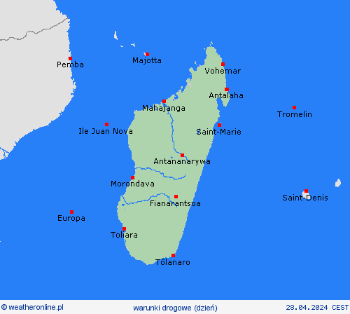 warunki drogowe Madagaskar Afryka mapy prognostyczne