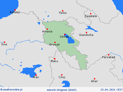 warunki drogowe Armenia Azja mapy prognostyczne