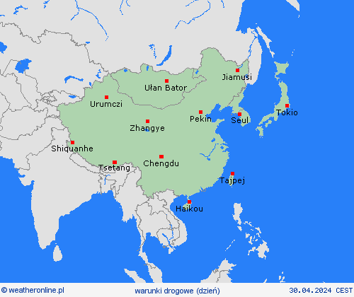 warunki drogowe  Azja mapy prognostyczne