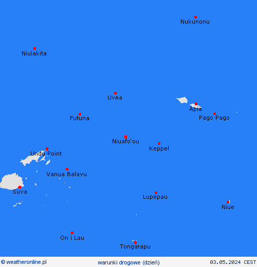 warunki drogowe Wallis i Futuna Oceania mapy prognostyczne